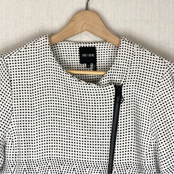 NIC+ZOE~Women’s‎ “Connect the Dots” Black/White Asymmetric Zip Jacket~M - Picture 3 of 13